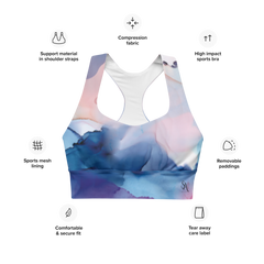 Marble Print Longline sports bra